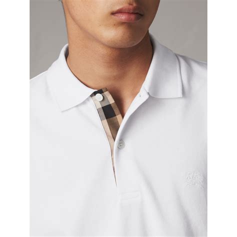 burberry check placket cotton polo shirt|burberry checked cotton poplin shirt.